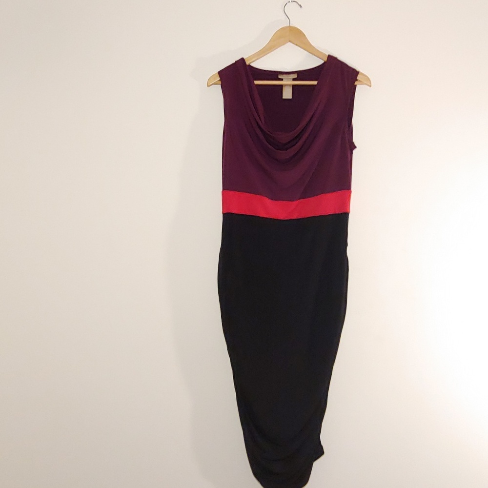 Black and purple fitted long dress size Large
